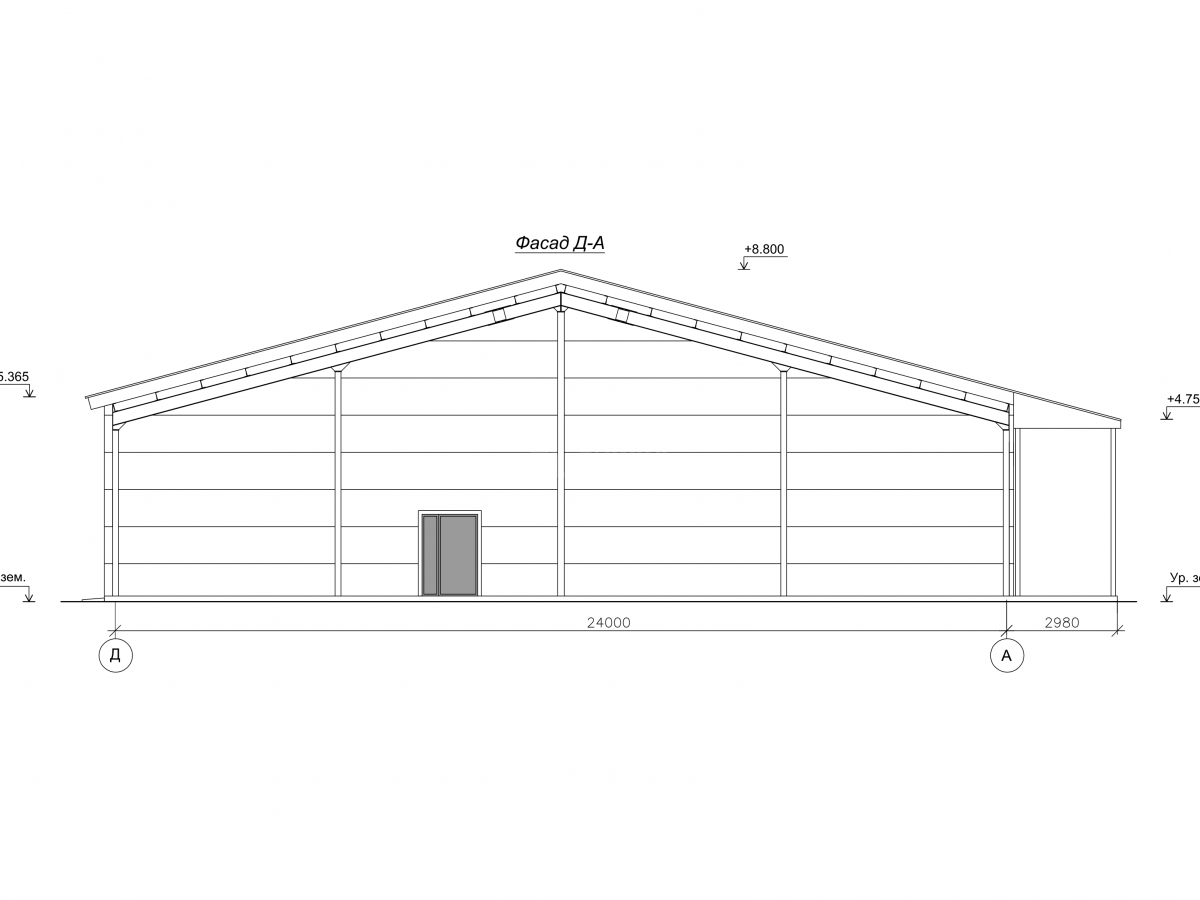 Планировка Ангар-склад с навесом из сэндвич-панелей -  фото 3